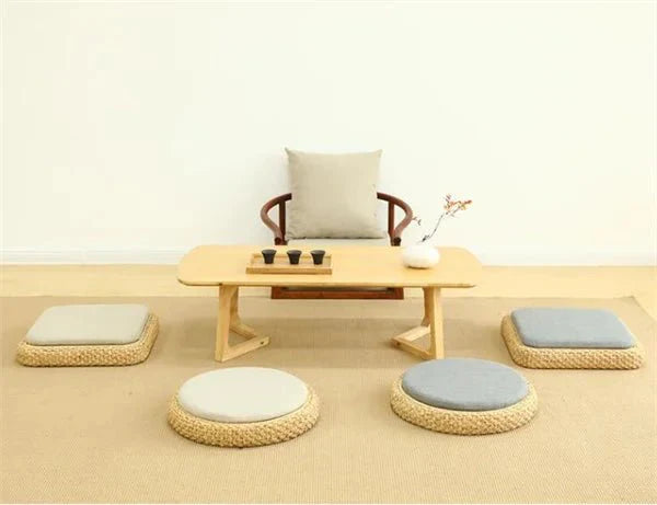 ATELIER-TIBET  – Coussin “TatamiSerenity” en Paille Naturelle – Assise Sol & Méditation Zen