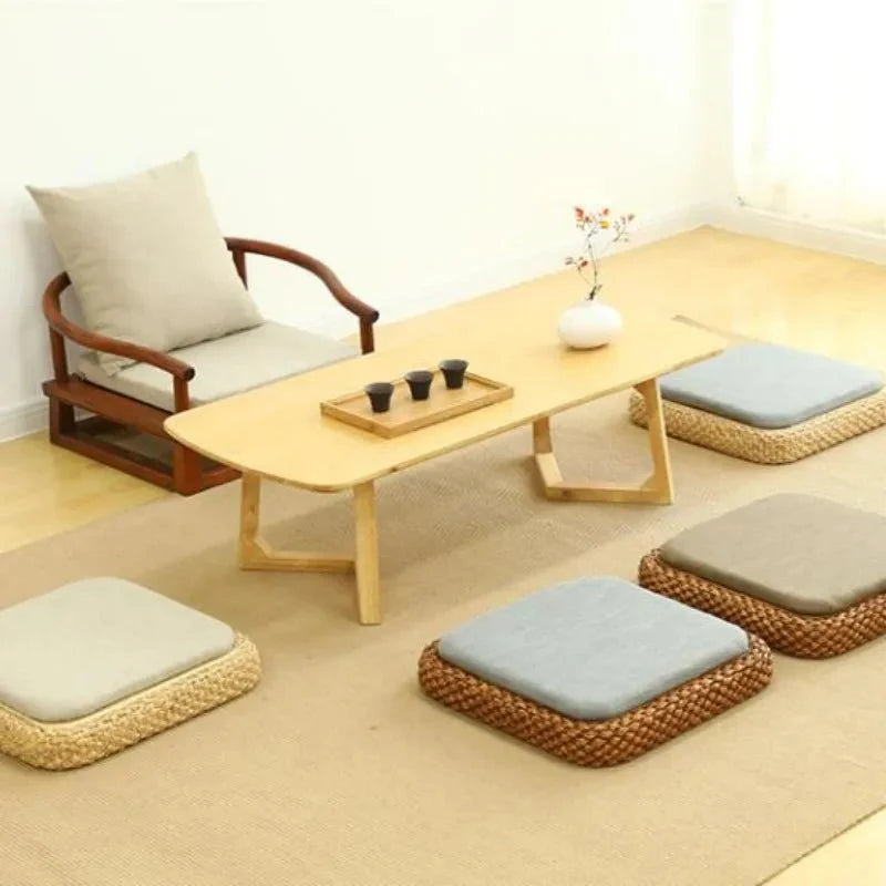 ATELIER-TIBET  – Coussin “TatamiSerenity” en Paille Naturelle – Assise Sol & Méditation Zen