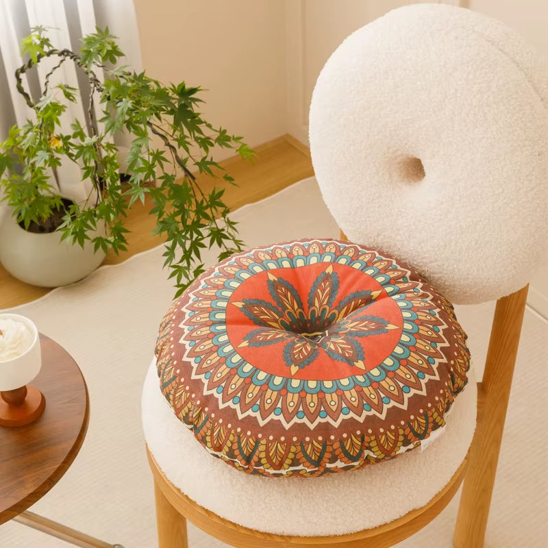 ATELIER-TIBET Zafu Méditation Bohème – Coussin Multicolore Imprimé, Confort & Stabilité