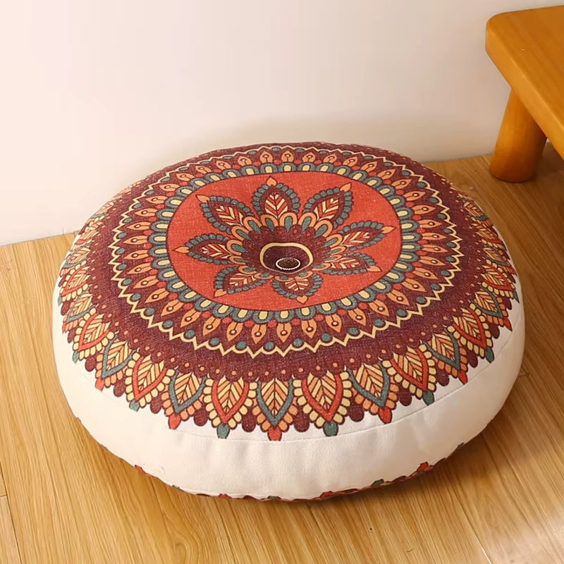 ATELIER-TIBET Zafu Méditation Bohème – Coussin Multicolore Imprimé, Confort & Stabilité