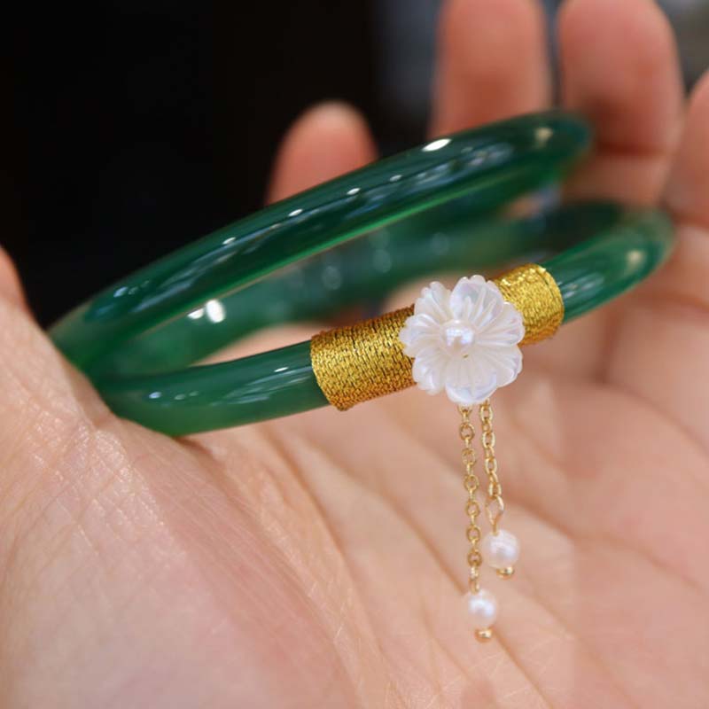 ATELIER-TIBET – Bracelet Succès en Jade Cyan & Jade Blanc 58 mm | Harmonie & Équilibre Symbolique