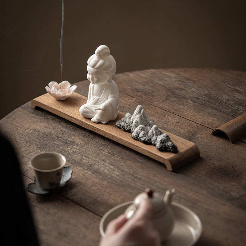 ATELIER-TIBET – Brûleur d’Encens Bouddha Lotus en Céramique – Porte-Encens Méditation Zen