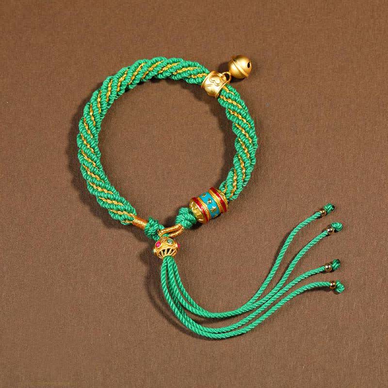 ATELIER-TIBET – Bracelet de Prière Tibétain Thangka en Fil Rouge, Protection & Chance