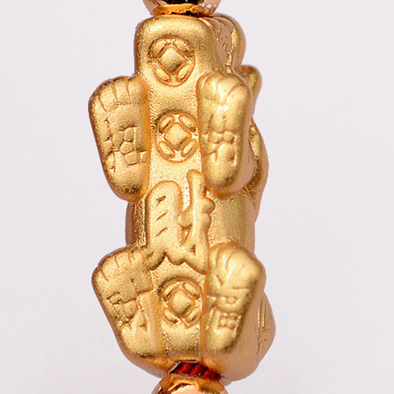 ATELIER-TIBET – Bracelet Pixiu Luck en Fil Rouge ou Noir & Plaqué Or 24 Carats | Abondance & Protection Symbolique
