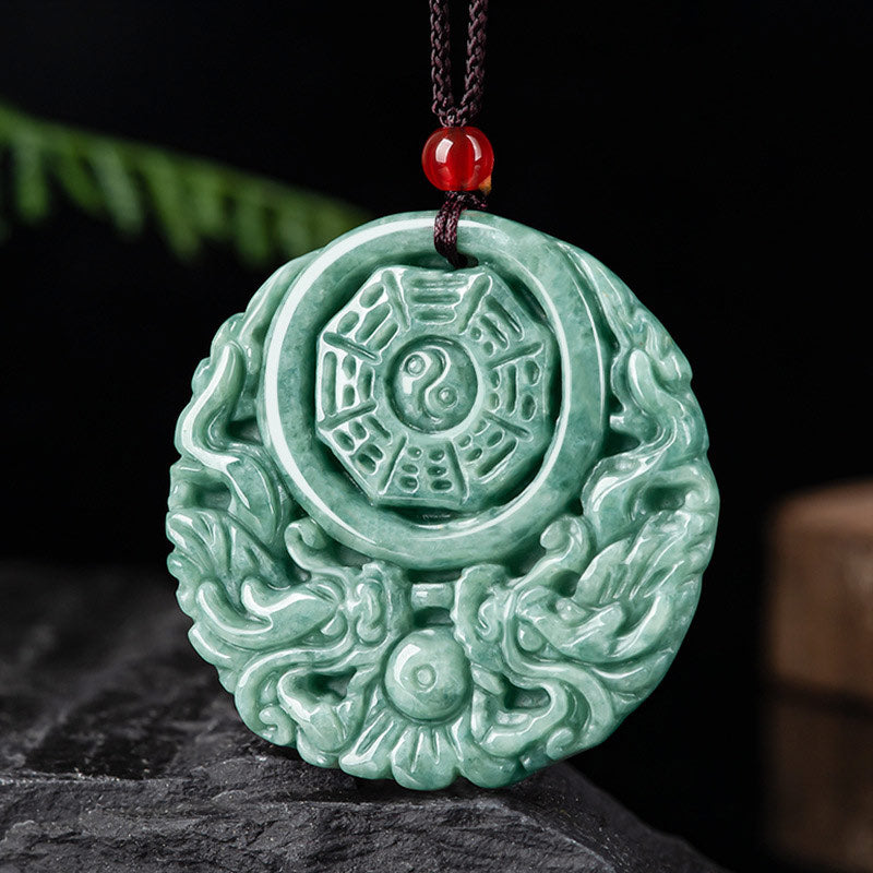 ATELIER-TIBET – Collier Dragon Yin Yang en Jade Naturel