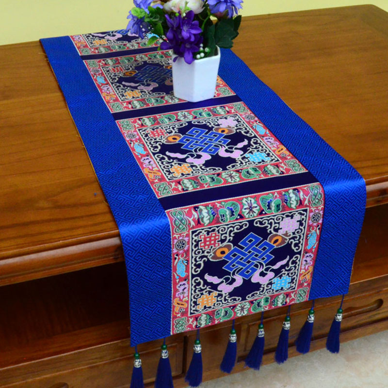 ATELIER-TIBET – Tapis d’Autel de Méditation avec Vajra Tibétain et Symboles Auspicieux | 95 × 33 cm