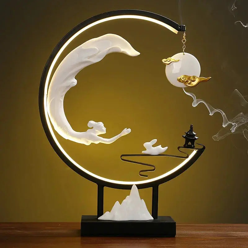 ATELIER-TIBET – Clair de Silence · Porte-Encens LED Lune & Montagne