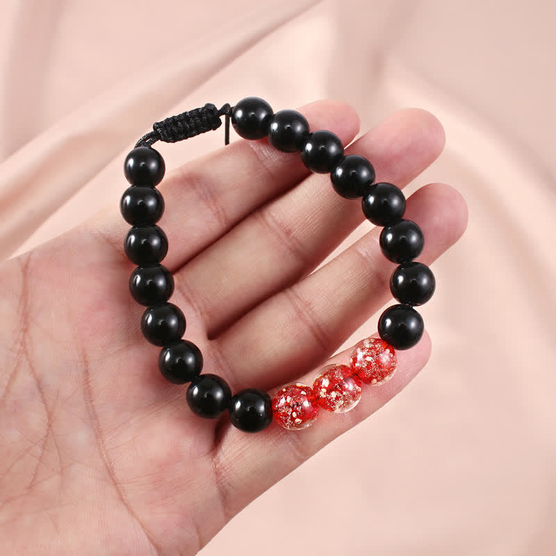 ATELIER-TIBET – Bracelet Force en Obsidienne Noire 10 mm & Pierre Lumineuse | Protection & Ancrage