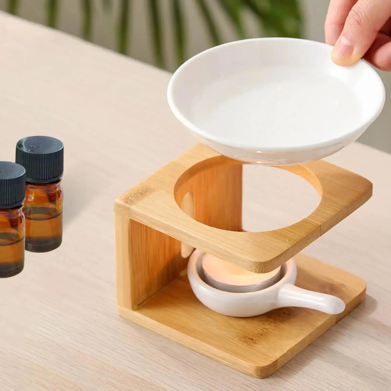 ATELIER-TIBET Diffuseur à Chaleur Douce en Bois et Céramique – Élégance Naturelle &amp; Parfum Subtil
