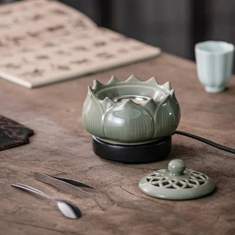 ATELIER-TIBET – Diffuseur d’Encens Électrique Lotus en Céramique, Ambiance Zen & Équilibre