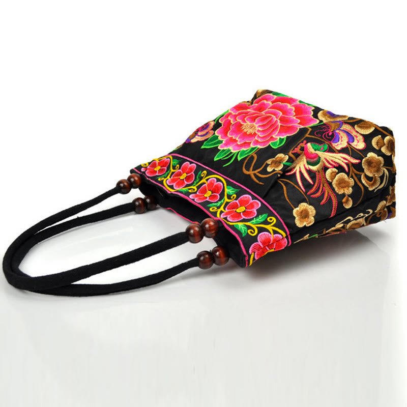 ATELIER-TIBET – Sac à Main en Toile de Coton Brodé Recto Verso – Symboles d’Abondance