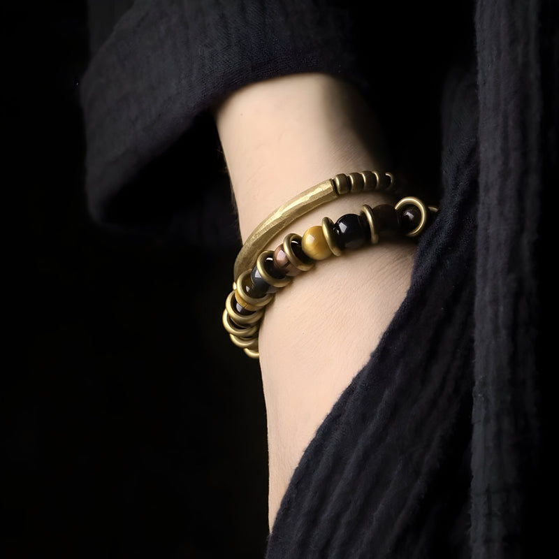 ATELIER-TIBET Bracelet en Cuivre avec Oeil de Tigre