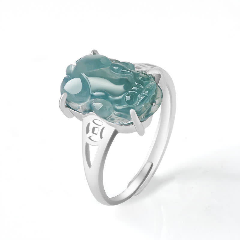 ATELIER-TIBET – Bague Pixiu en Jade Naturel & Argent Sterling 925 – Talisman Symbolique de Prospérité
