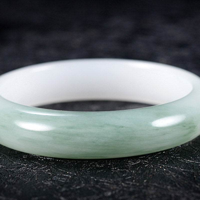ATELIER-TIBET – Bracelet Jonc Porte-Bonheur en Jade Naturel Véritable