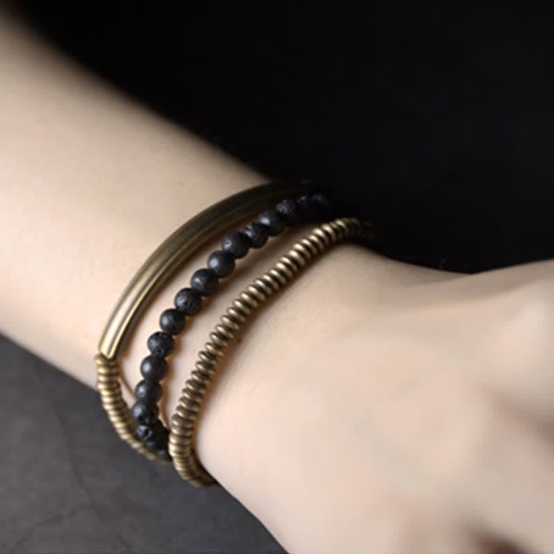 ATELIER-TIBET Bracelet en cuivre et Pierres de Lave