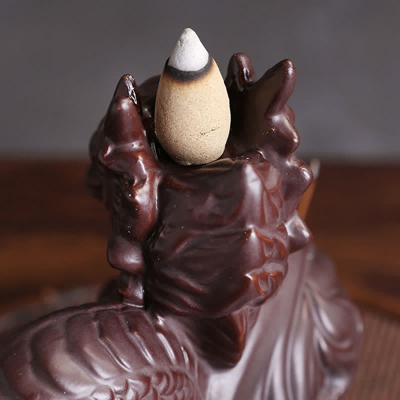 ATELIER-TIBET Brûleur d'encens en céramique à motif de dragon