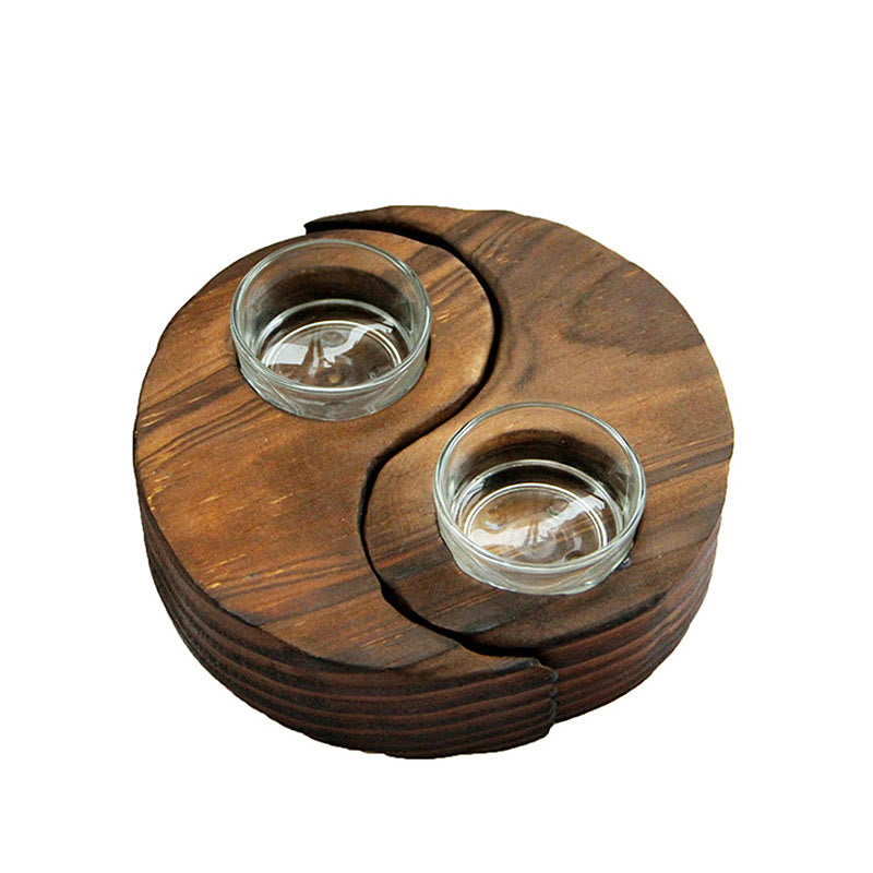 ATELIER-TIBET Porte Bougie Yin Yang en Bois pour Autel Spirituel