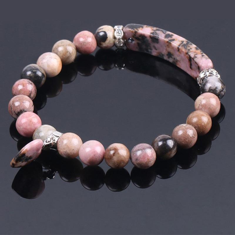 ATELIER-TIBET – Bracelet en Améthyste Naturelle Forme Cœur 8 mm, Perles Artisanales