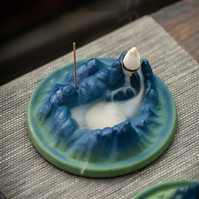 ATELIER-TIBET Brûleur d'encens à refoulement en céramique Creative Mountain River