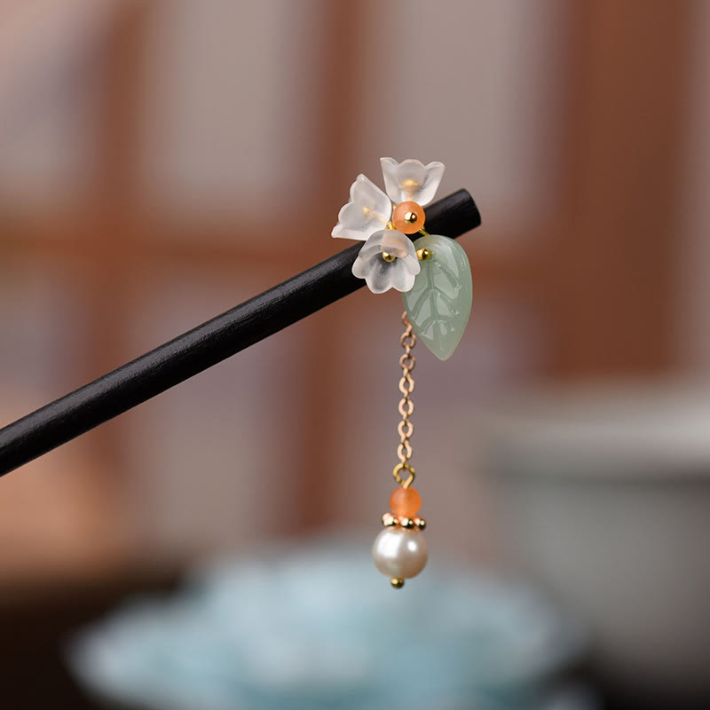 ATELIER-TIBET Pic à Cheveux Ébène & Verre Liuli – 19 cm