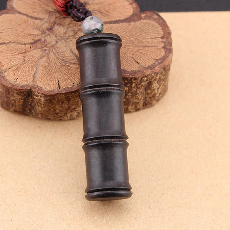 ATELIER-TIBET – Collier Ghau Tibétain en Bois d’Ébène & Motif Bambou