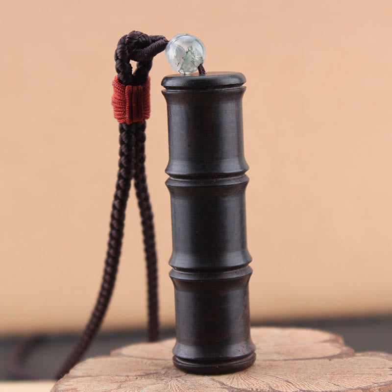 ATELIER-TIBET – Collier Ghau Tibétain en Bois d’Ébène & Motif Bambou