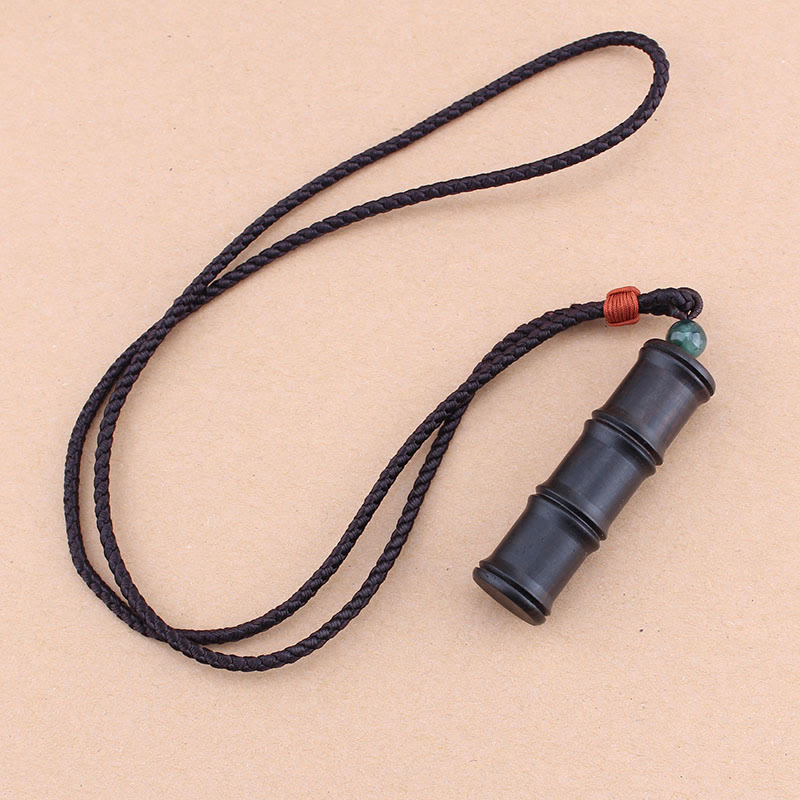 ATELIER-TIBET – Collier Ghau Tibétain en Bois d’Ébène & Motif Bambou
