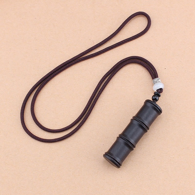 ATELIER-TIBET – Collier Ghau Tibétain en Bois d’Ébène & Motif Bambou