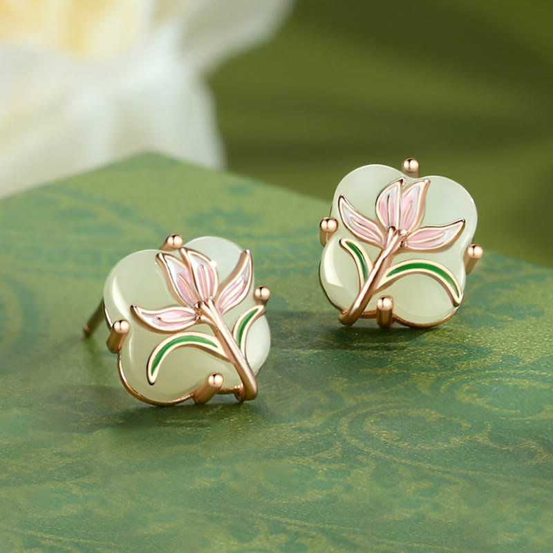 ATELIER-TIBET – Collier Papillon & Trèfle en Jade Hetian Naturel