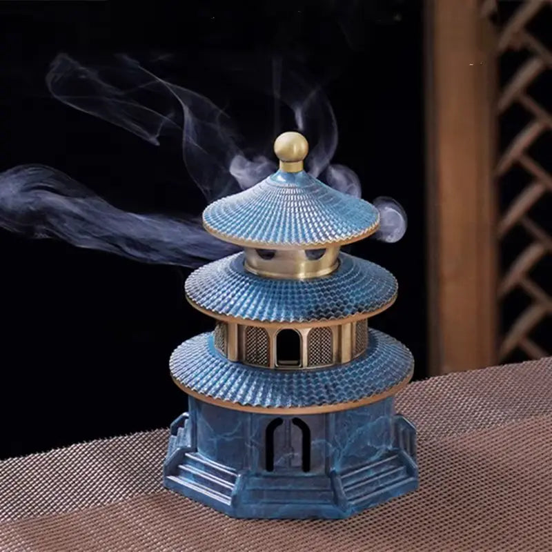 ATELIER-TIBET – Brûleur d’Encens en Laiton Pagode Antique, Aura Sacrée & Intemporelle