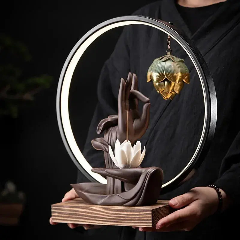 ATELIER-TIBET – Satori Lumineux · Fontaine d’Encens LED Lotus & Mudrā