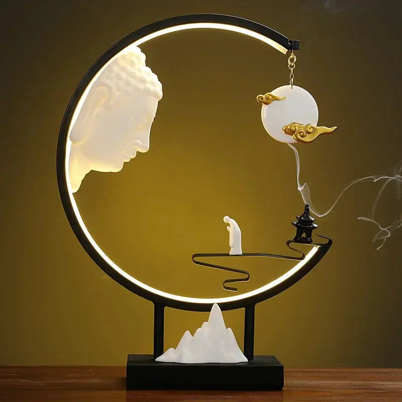 ATELIER-TIBET – Clair de Silence · Porte-Encens LED Lune & Montagne