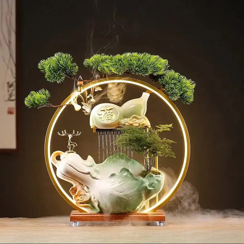 ATELIER-TIBET – Grâce Dorée · Fontaine d’Encens LED au Cerf