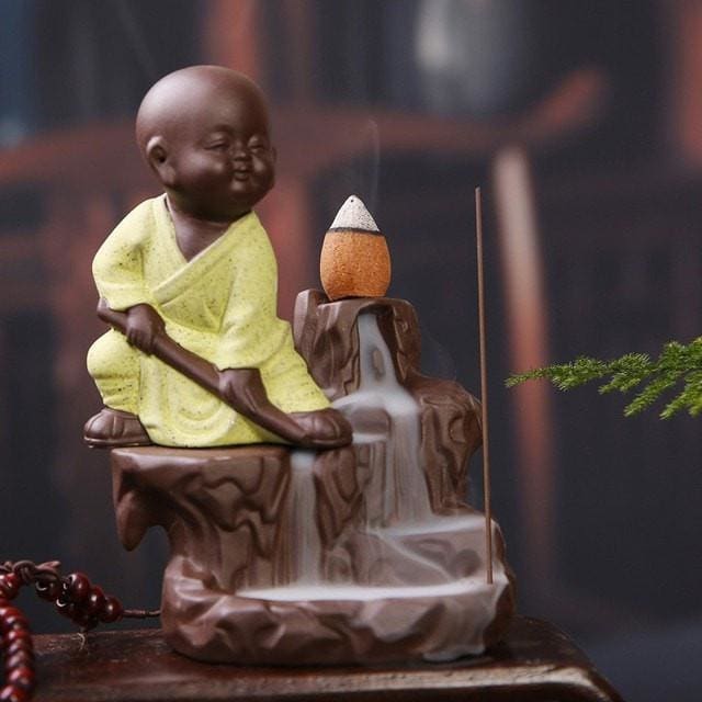 ATELIER-TIBET Encensoir “Moine Shaolin” – Support Décoratif & Aromathérapie pour Encens Bâtons & Cônes