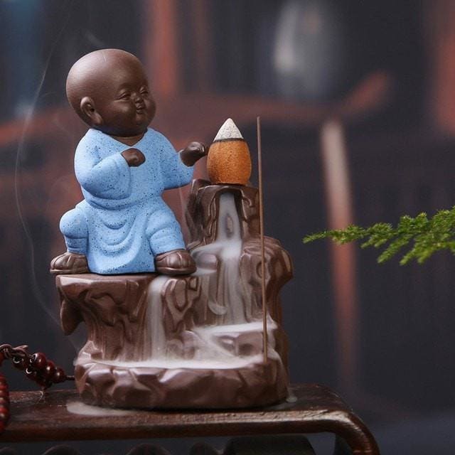 ATELIER-TIBET Encensoir “Moine Shaolin” – Support Décoratif & Aromathérapie pour Encens Bâtons & Cônes