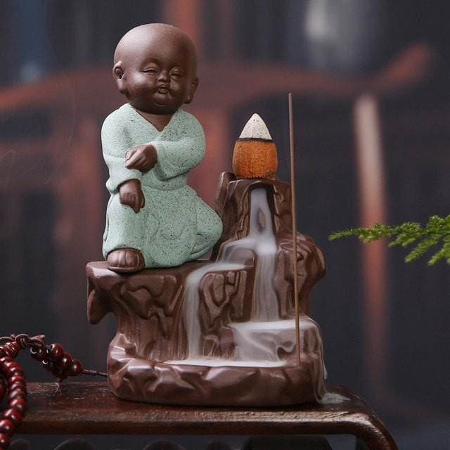 ATELIER-TIBET Encensoir “Moine Shaolin” – Support Décoratif & Aromathérapie pour Encens Bâtons & Cônes