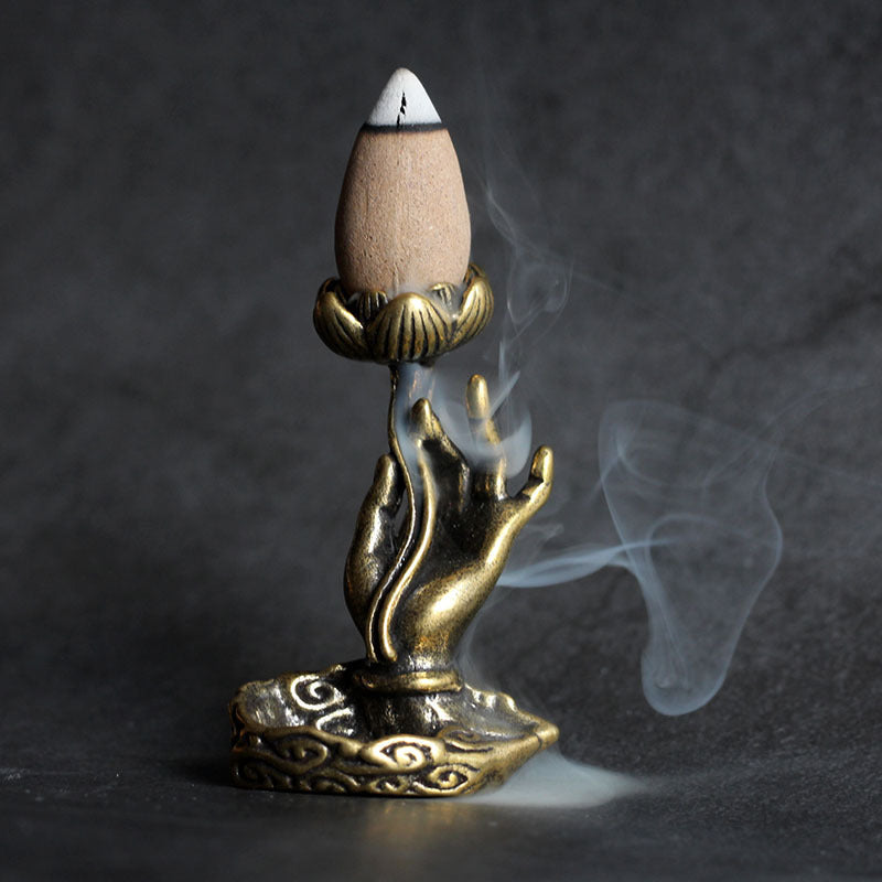 ATELIER-TIBET Encensoir « Main de Bouddha » en Cuivre – Objet Zen & Élégance Spirituelle