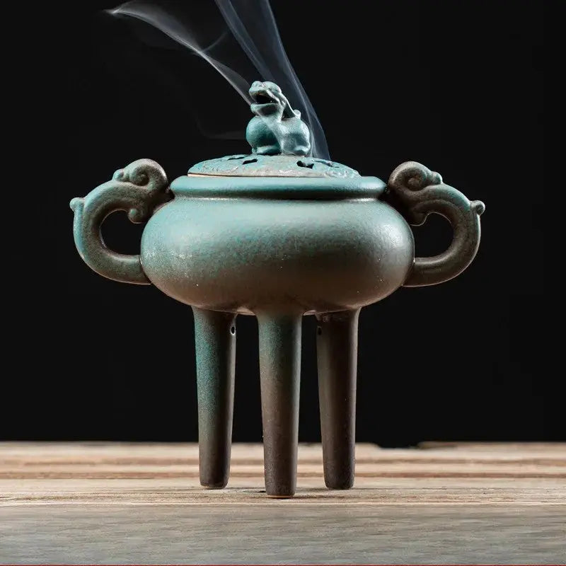 ATELIER-TIBET – Brûleur d’Encens Tripode en Céramique Zen pour Intérieur