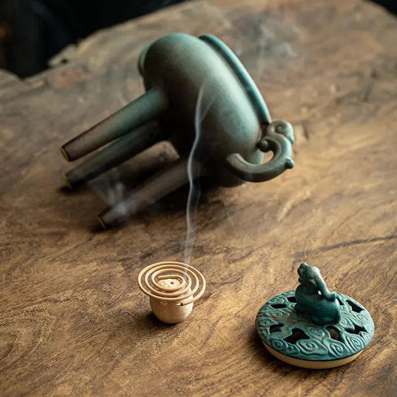 ATELIER-TIBET – Brûleur d’Encens Tripode en Céramique Zen pour Intérieur