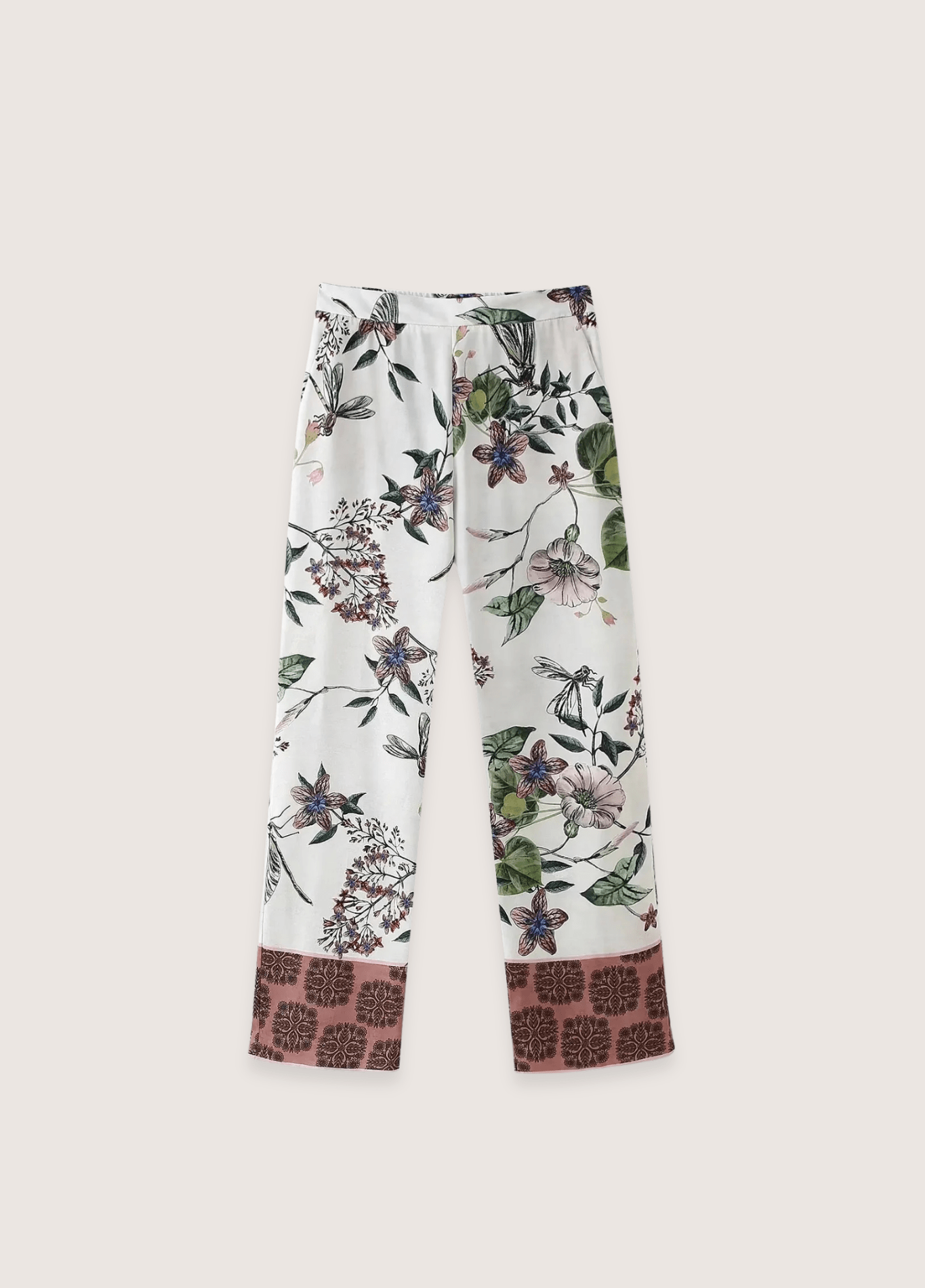 Ensemble kimono femme motif pivoine blanc – Yoko (veste + pantalon)