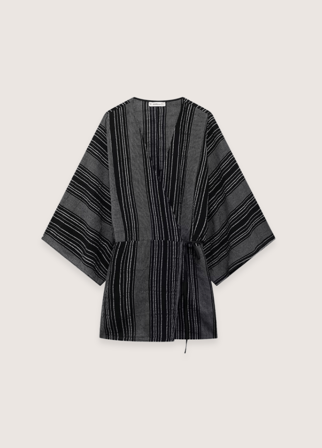 Ensemble kimono femme coton motif rayure noir – Shima
