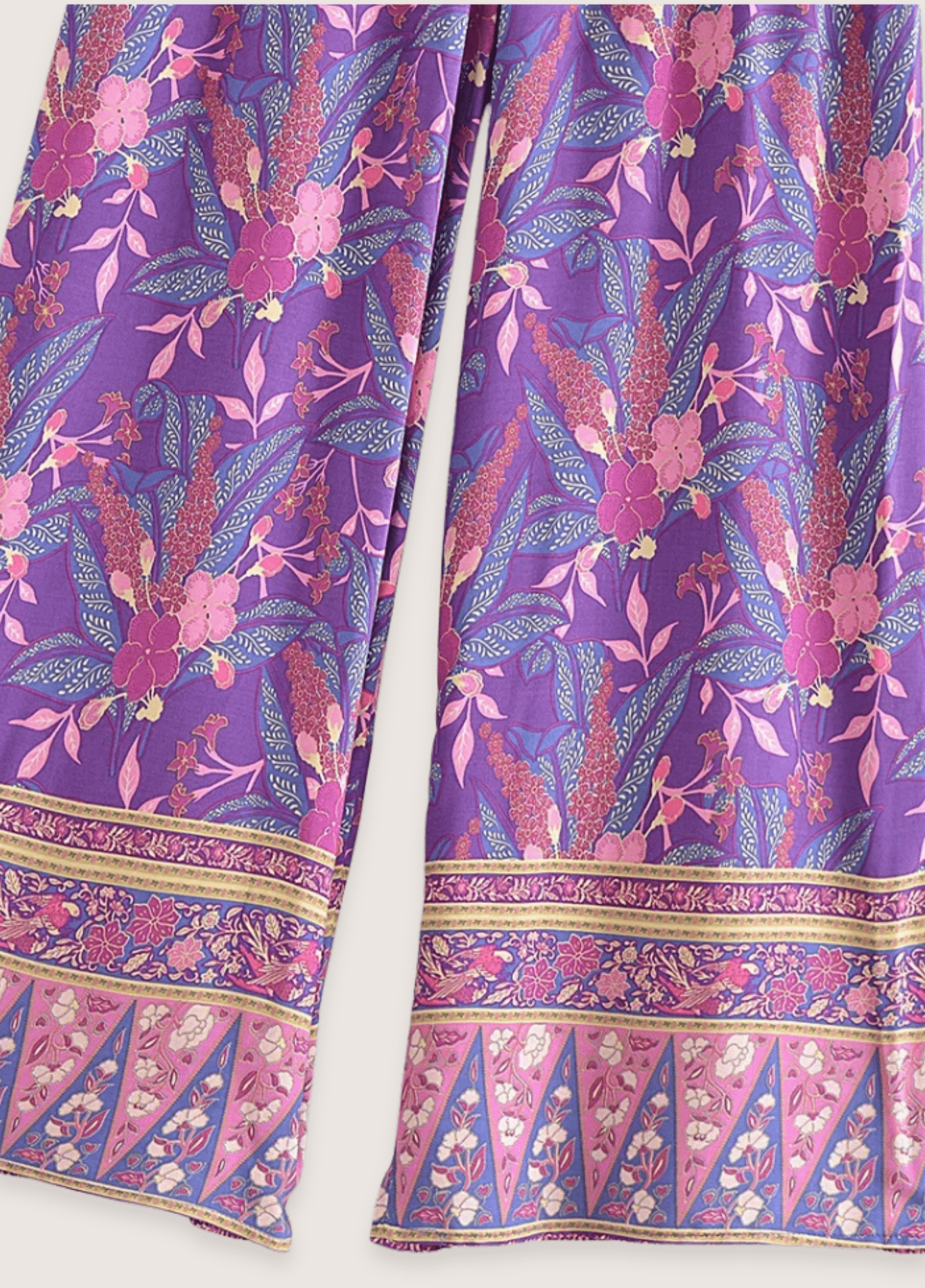 Ensemble kimono femme coton floral violet (pantalon seul)