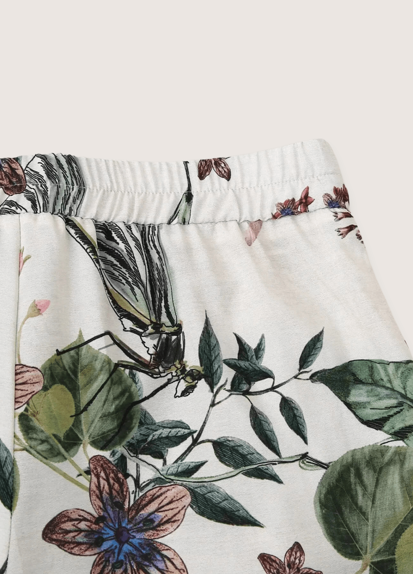 Ensemble kimono femme motif pivoine blanc – Yoko (pantalon seul)