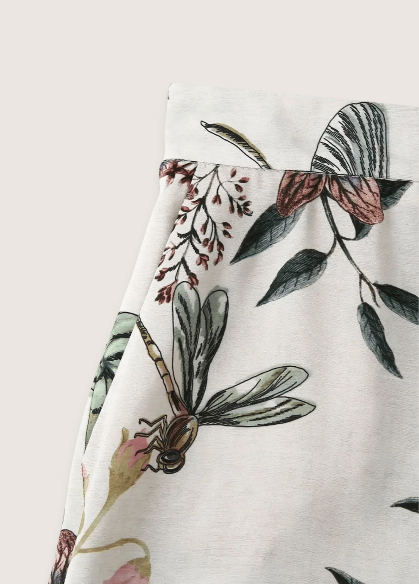 Ensemble kimono femme motif pivoine blanc – Yoko (pantalon seul)