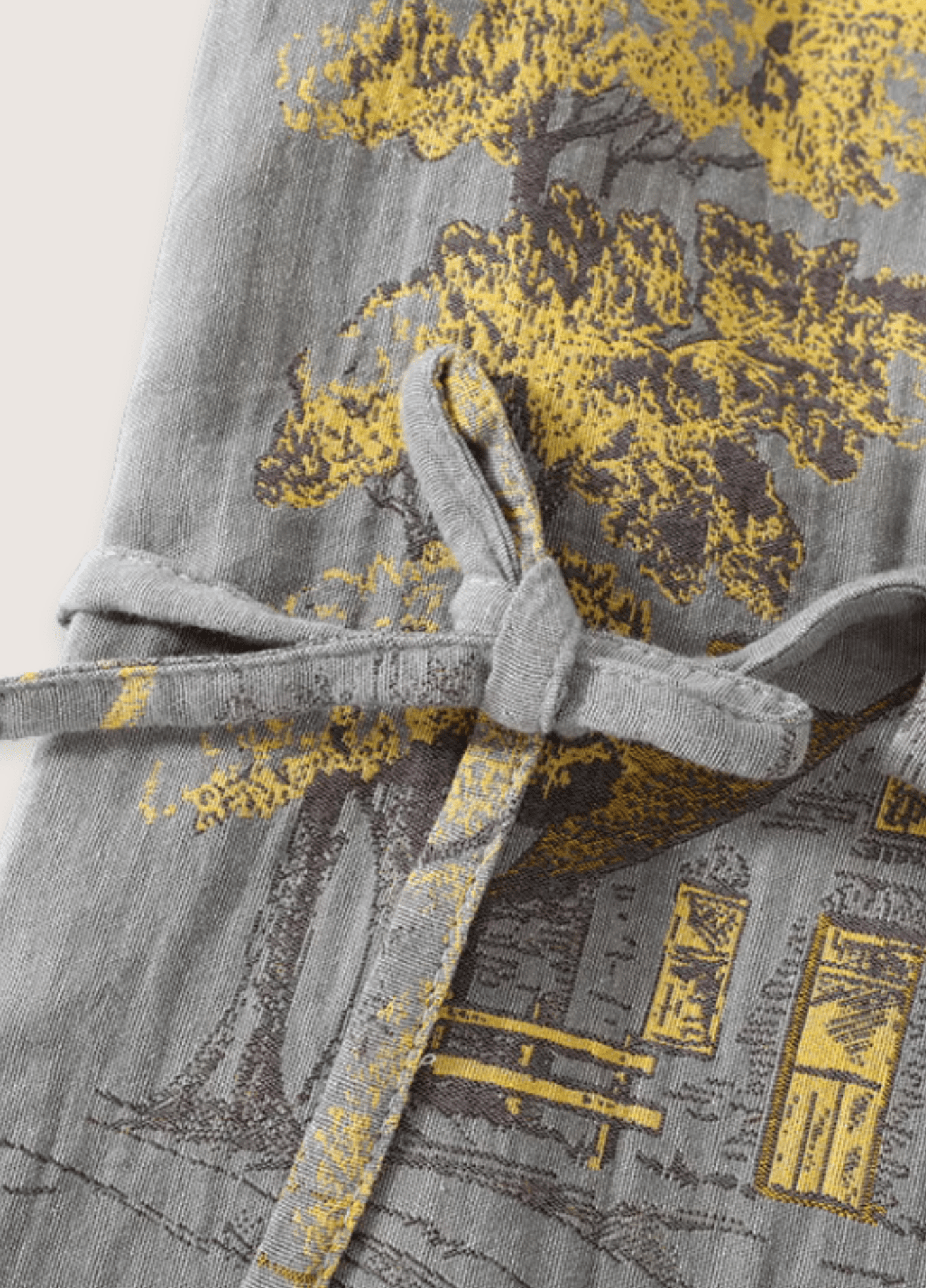 Ensemble pyjama kimono homme coton motif érable gris – Momiji