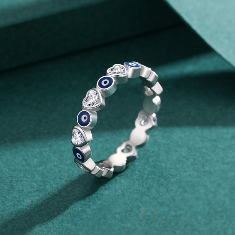 ATELIER-TIBET Bague Cœur & Œil Protecteur Argent 925