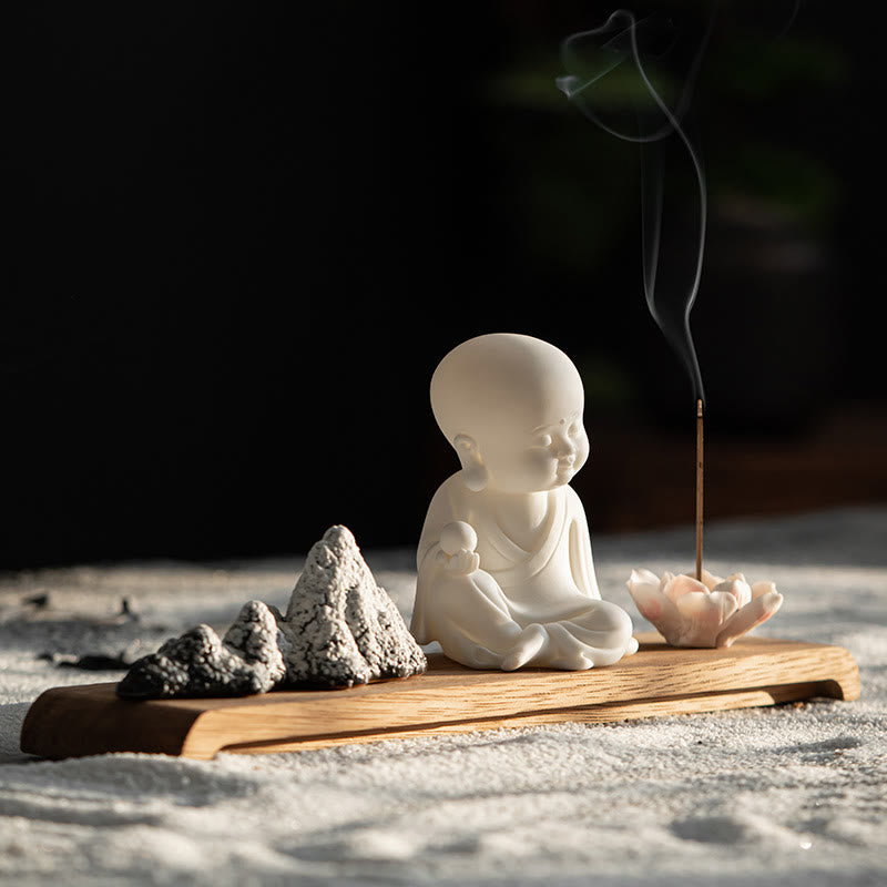 ATELIER-TIBET – Brûleur d’Encens Bouddha Lotus en Céramique – Porte-Encens Méditation Zen