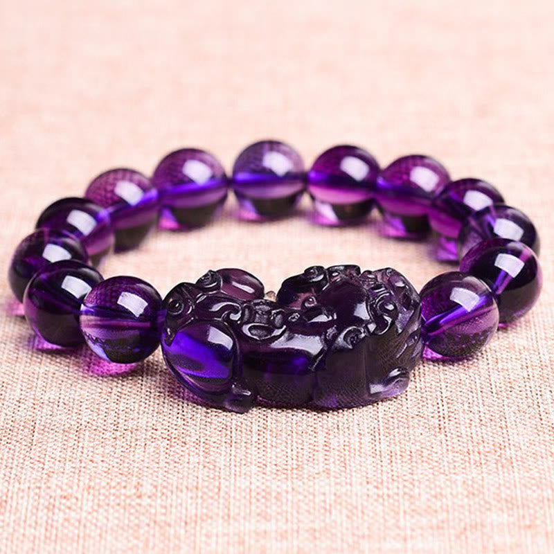 ATELIER-TIBET Bracelet Améthyste & Pi Xiu – Perles 10 / 12 / 14 mm