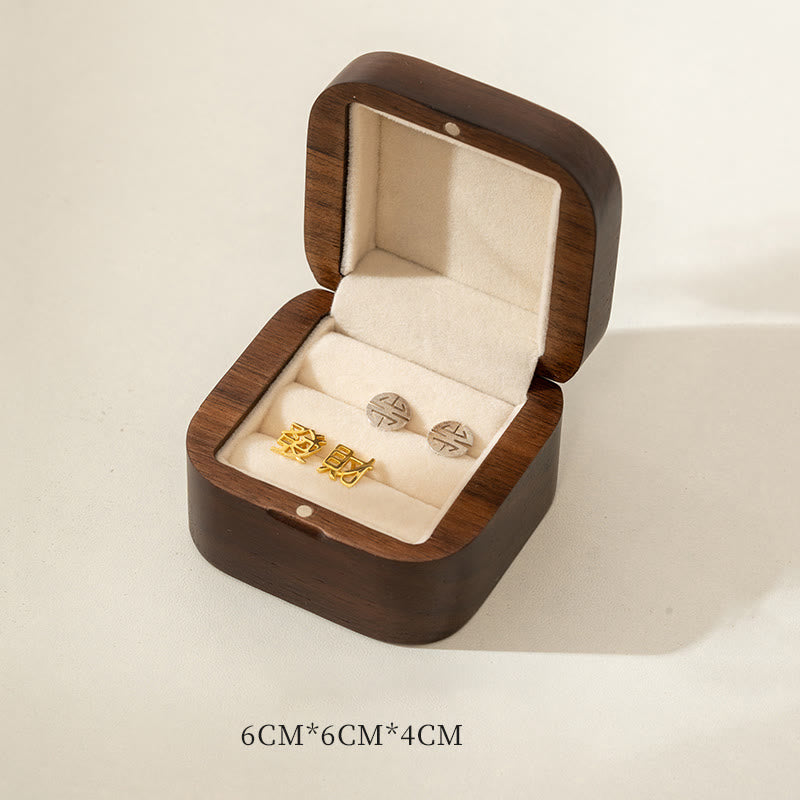 ATELIER-TIBET Boîte de rangement de bijoux en bois de noyer noir fait à la main rétro, boîte-cadeau en bois de feuille