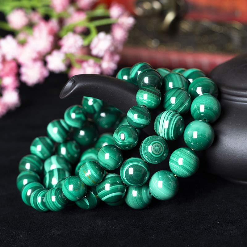 ATELIER-TIBET – Bracelet en Malachite Naturelle 12 mm | Équilibre & Protection Symbolique